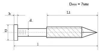 Schematic representation of a ruffed nail