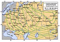 Карта промерзання землі для встановлення стовпів