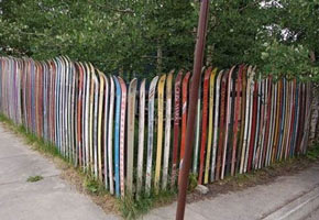 Creative fence, photo of a fence from old skis